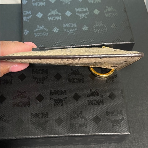 MCM Tan Monogram Key Holder with Gold Chain - Picture 5 of 8